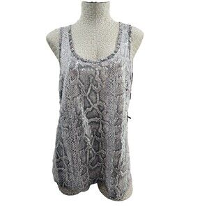 NEW INC M‎ Snake Skin Sequin Tank Top Blouse Shirt Party Metallic Shimmer